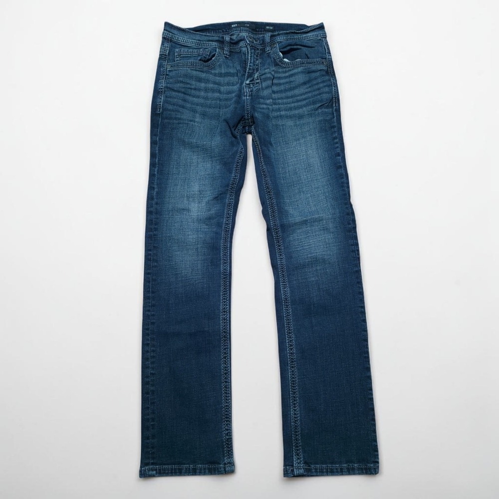 BKE Jeans Mens *Fits 32 x 29 Alec Straight Stretch Blue Denim Whiskering